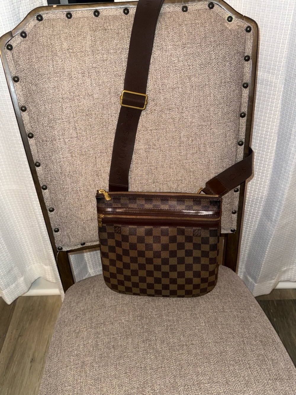 Louis Vuitton Brown Checkered Crossbody Pouch